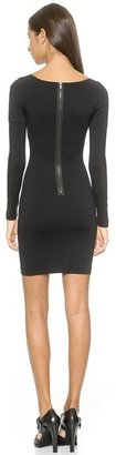 David Lerner Cutout Dress with Leather Sleeves