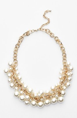BP Faux Pearl Cluster Frontal Necklace (Juniors)