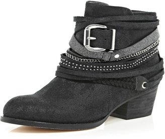 River Island Ankle Strap Detail Western Ankle Boots