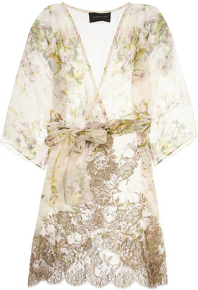 Rosamosario Classica Bellezza silk-creponne and lace robe