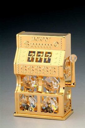 Swarovski Slot Machine Crystal 24k Gold Ornament NIB