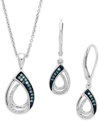 Macy's Blue and White Diamond Jewelry Set in Sterling Silver (1/4 ct. t.w.)