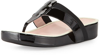 Taryn Rose August Patent Footbed Sandal, Black