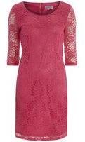 Alice & You Womens Pink Midi Lace Layer Dress- Red