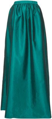 Topshop Green Full Satin Maxi Skirt