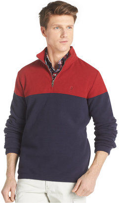 Izod Colorblocked Polar-Fleece Quarter-Zip Sweater
