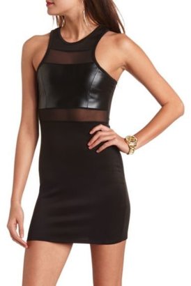 Charlotte Russe Faux Leather Mesh Cut-Out Body-Con Dress