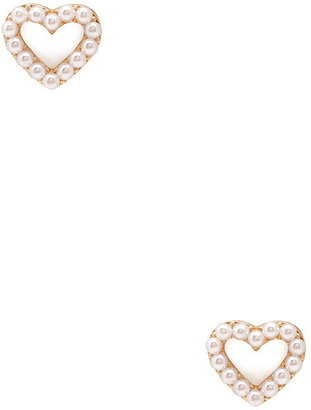 Forever 21 Faux Pearl Heart Studs