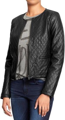 Old Navy Women's Faux-Leather Quilted Jackets