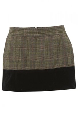Luella Plaid & Velvet Mini Skirt