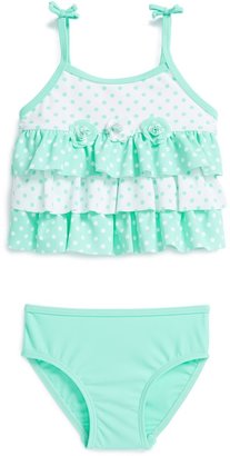 Little Me 'Mixed Dot' Two-Piece Swimsuit (Baby Girls)