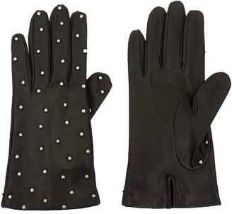 Portolano Black Studded Leather Gloves