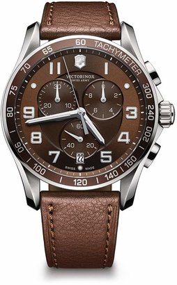 Victorinox Chronograph Classic Brown Leather Strap Watch, 45mm