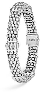 Lagos Signature Sterling Silver Fluted Station Caviar Bracelet