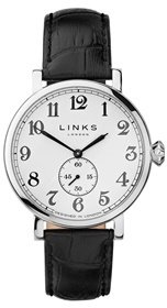 Links of London Greenwich Mens Stainless Steel & Black Leather Watch