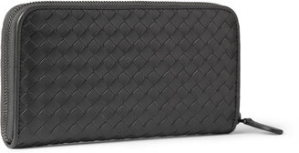 Bottega Veneta Zip-Around Intrecciato Woven-Leather Wallet