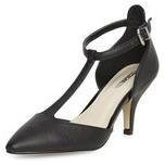 Dorothy Perkins Womens Black T-bar mid pointed court shoes- Black