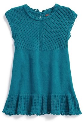 Tea Collection 'Blaues Meer' Flutter Sleeve Sweater Dress (Baby Girls)