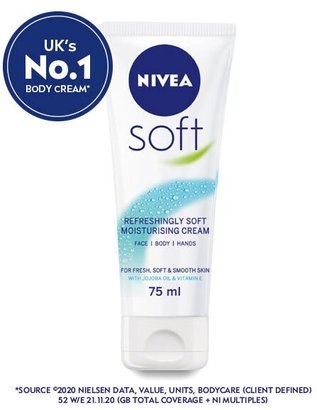 Nivea Soft Moisturising Cream for Face, Body & Hands 75ml