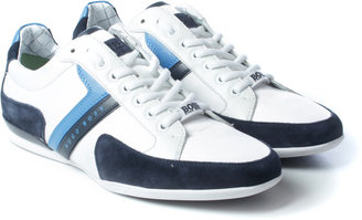 HUGO BOSS Green Spacit White & Blue Mesh & Suede Trainers