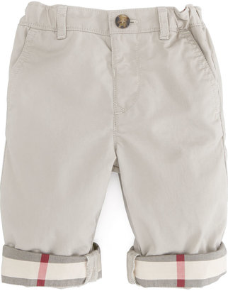 Burberry Check-Cuff Khaki Trousers, Sizes 18M-3Y
