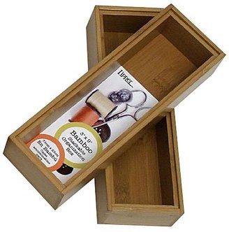 Lipper 8181S Bamboo Stackable Organization Boxes 3" x 9" (Set of 2)