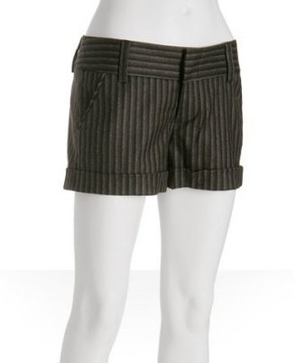 Alice + Olivia chocolate stripe wool cuffed shorts