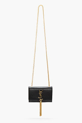 Saint Laurent Black Leather Tasseled Cassandre Shoulder Bag