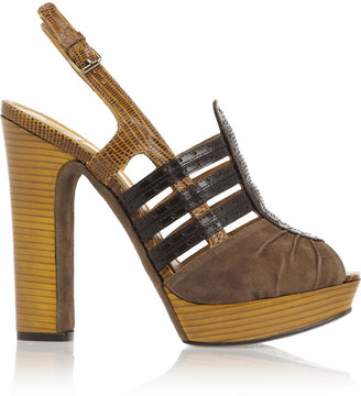 Tory Burch Cora suede and patent-leather sandals