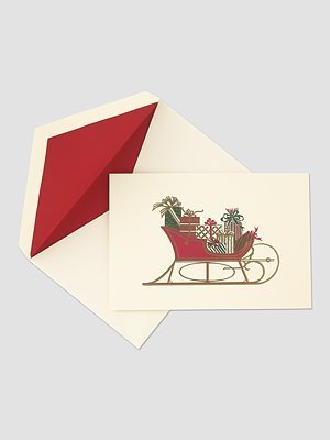 Crane & Co. Sleigh with Gifts Greeting Cards/Set of 10