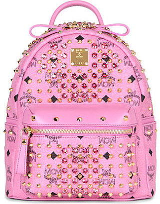 MCM Visetos crystal leather backpack Pink