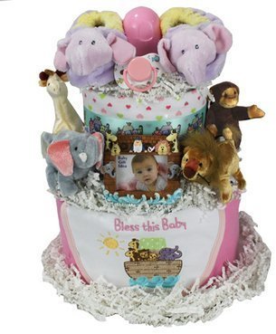 IDEA Baby Gift NACAKEG Noahs Ark 2 Tiered Diaper Cake - Girl