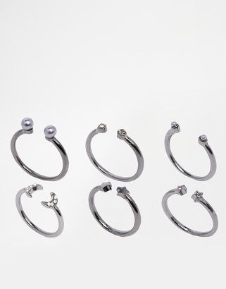 ASOS COLLECTION Open Moon And Stars Ring Pack
