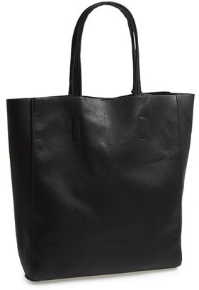 Street Level Structured Faux Leather Tote (Juniors)