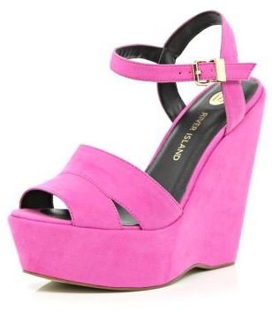 River Island Bright pink wedge sandals