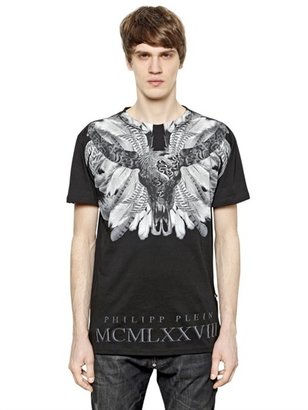 Philipp Plein Bull And Feathers Printed Cotton T-Shirt