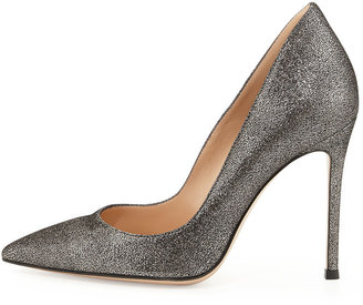 Gianvito Rossi Crackled Metallic Point-Toe Pump, Silver