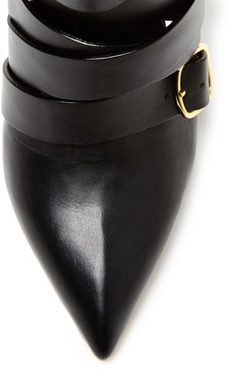 Casadei Bonded Leather Buckle Pointed-Toe Pump