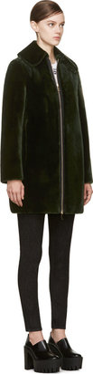 Stella McCartney Green Plush Faux-Fur Coat