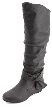 Charlotte Russe Knotty Bow Slouchy Sliver Wedge Boots
