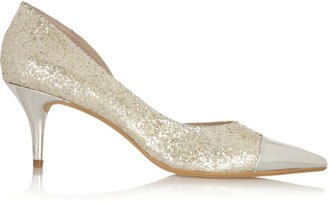 DKNY Paddy glitter-finished leather pumps