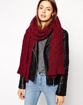 ASOS Cable Scarf - Burgundy