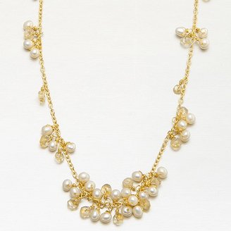 Stanley Creations Pearl and Citrine Cluster Necklace