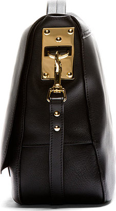 Sophie Hulme Black Leather Messenger Bag