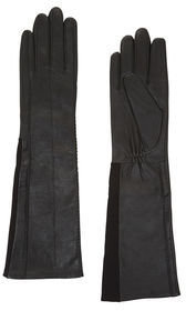 BCBGMAXAZRIA Long-Knit Inset Leather Gloves