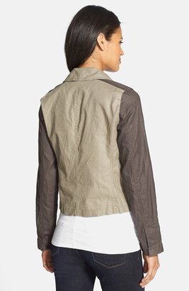 Eileen Fisher Classic Collar Two-Tone Organic Linen Moto Jacket