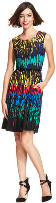 Ellen Tracy Graphic-Print Belted Dress