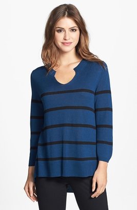 Vince Camuto Stripe Split Neck Sweater
