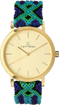 Toy Watch Maya Yellow Golden Watch with Crochet Band, Green/Blue/Multi