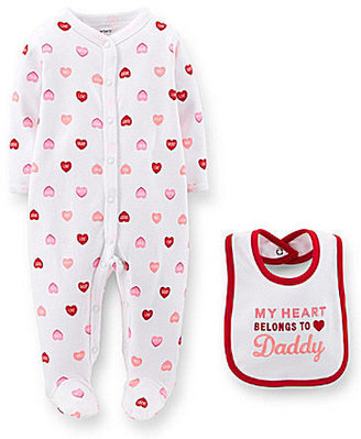 Carter's Carter´s Newborn-9 Months My Heart Belongs To Daddy Valentine´s Footed Coverall & Bib Set